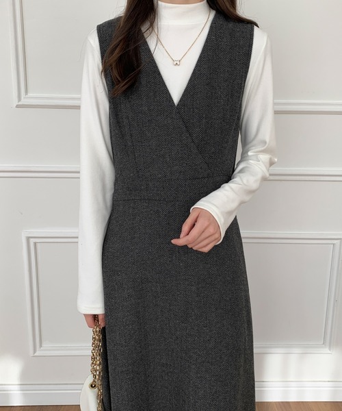 ECLIN(エクラン)の「カシュクールAラインフレアジャンパースカート(ワンピース・レディース・ブラック/ブラウン/グレー・S/M)」の20枚目の写真