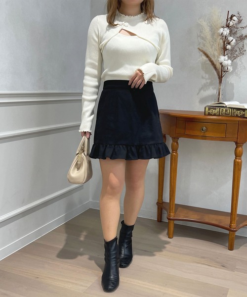 apres jour(アプレジュール)の「チャイナボタンフロントオープンニット【ZOZOTOWN限定アイテム】(ニット/セーター・レディース・アイボリー/グレイッシュベージュ/ブラック・フリー/X-LARGE)」の13枚目の写真