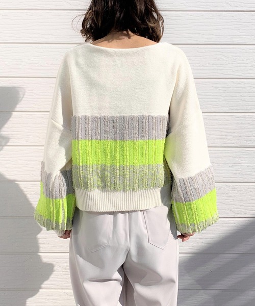 Q(キュー)の「フリンジボーダーニット(ニット/セーター・レディース・アイボリー/チャコールグレー・MEDIUM)」の8枚目の写真