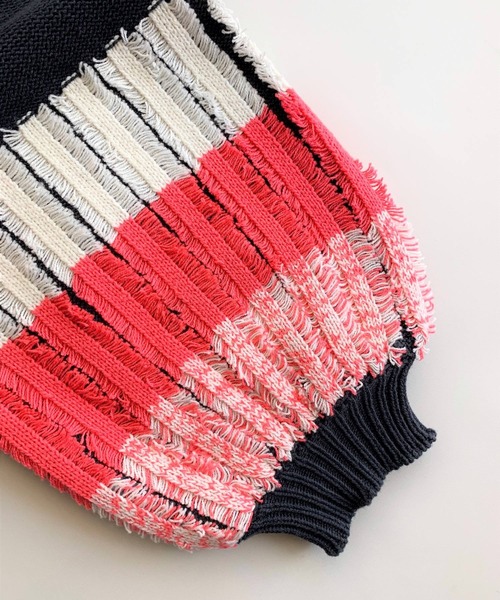 Q(キュー)の「フリンジボーダーニット(ニット/セーター・レディース・アイボリー/チャコールグレー・MEDIUM)」の12枚目の写真