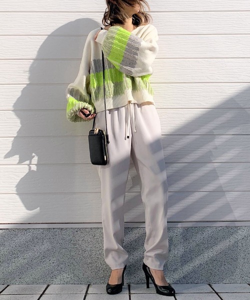 Q(キュー)の「フリンジボーダーニット(ニット/セーター・レディース・アイボリー/チャコールグレー・MEDIUM)」の7枚目の写真