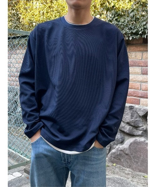 PLUS ONE（プラスワン）の「【PLUS ONE】リップルロンＴ（Tシャツ/カットソー・メンズ・ケリーグリーン/ブルー/ネイビー/ライトグレー/オフホワイト/ブラック・S/L/XL/M）」の9枚目の写真