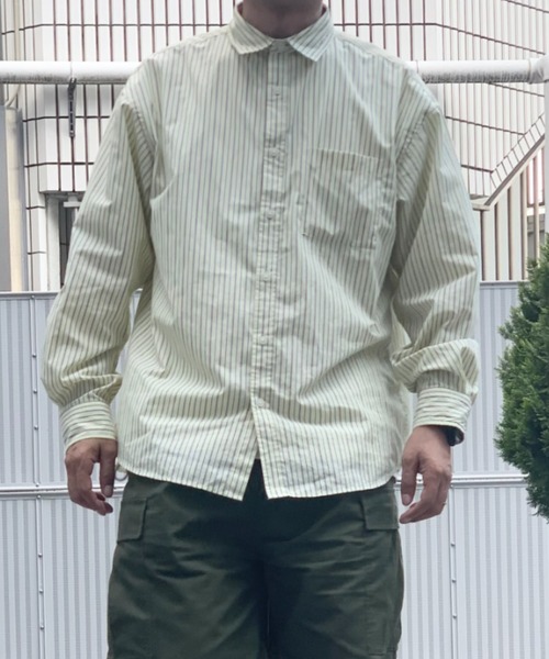 NAVY(ネイビー)の「ルーズシルエットストライプ L/S レギュラーカラーシャツ オーバーサイズ(シャツ/ブラウス・メンズ・ネイビー/イエロー/ホワイト/ピンク/グリーン/ブルー・M/L)」の22枚目の写真