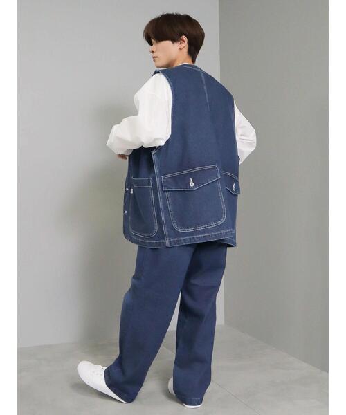 CRAFT STANDARD BOUTIQUE（クラフトスタンダードブティック）の「デニムワークベスト（デニムジャケット・メンズ・ダークインディゴブルー/インディゴブルー・L/M）」の12枚目の写真