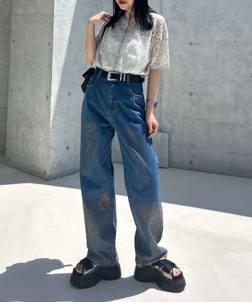 PAGEBOY(ページボーイ)の「WEB限定アイテム/レースバンドカラーシャツ(シャツ/ブラウス・レディース・ブラック/チャコールグレー/オフホワイト/グリーン系その他/ネイビー/アイボリー/グレイッシュベージュ/レッド・FREE)」の16枚目の写真