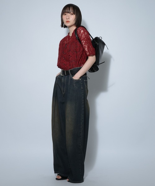 PAGEBOY(ページボーイ)の「WEB限定アイテム/レースバンドカラーシャツ(シャツ/ブラウス・レディース・ブラック/チャコールグレー/オフホワイト/グリーン系その他/ネイビー/アイボリー/グレイッシュベージュ/レッド・FREE)」の20枚目の写真