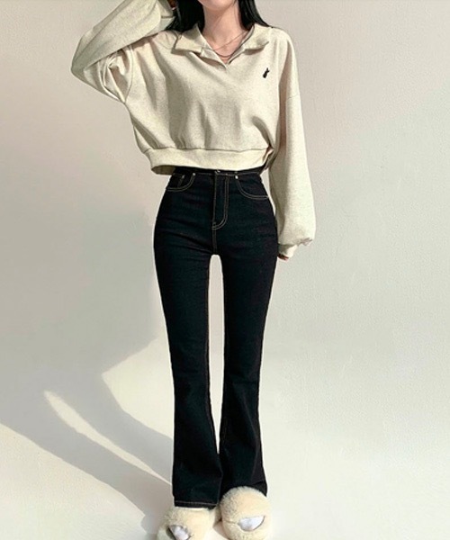 BEIDELLI（ベイデリー）の「[BELLIDE MADE] バニークロップドオープンカラースウェット（スウェット・レディース・オートミール/ホワイト系その他・FREE）」の4枚目の写真