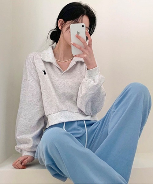 BEIDELLI（ベイデリー）の「[BELLIDE MADE] バニークロップドオープンカラースウェット（スウェット・レディース・オートミール/ホワイト系その他・FREE）」の7枚目の写真
