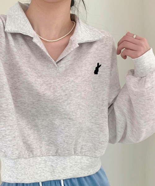 BEIDELLI（ベイデリー）の「[BELLIDE MADE] バニークロップドオープンカラースウェット（スウェット・レディース・オートミール/ホワイト系その他・FREE）」の18枚目の写真