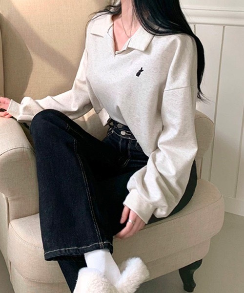 BEIDELLI（ベイデリー）の「[BELLIDE MADE] バニークロップドオープンカラースウェット（スウェット・レディース・オートミール/ホワイト系その他・FREE）」の17枚目の写真