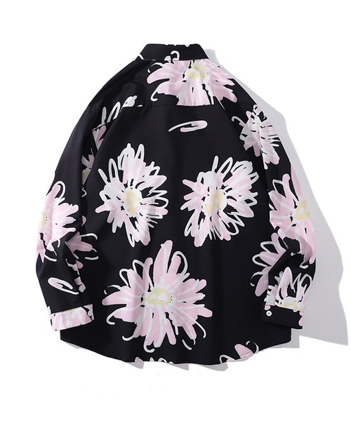 THE HITSS(ヒッツ)の「【THE HITSS】ルーズフィット アートフラワー 花柄 レギュラーカラーシャツ/長袖(シャツ/ブラウス・メンズ・ブラック/グリーン・M/L)」の4枚目の写真