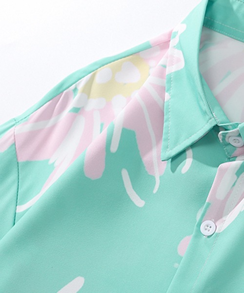 THE HITSS(ヒッツ)の「【THE HITSS】ルーズフィット アートフラワー 花柄 レギュラーカラーシャツ/長袖(シャツ/ブラウス・メンズ・ブラック/グリーン・M/L)」の8枚目の写真