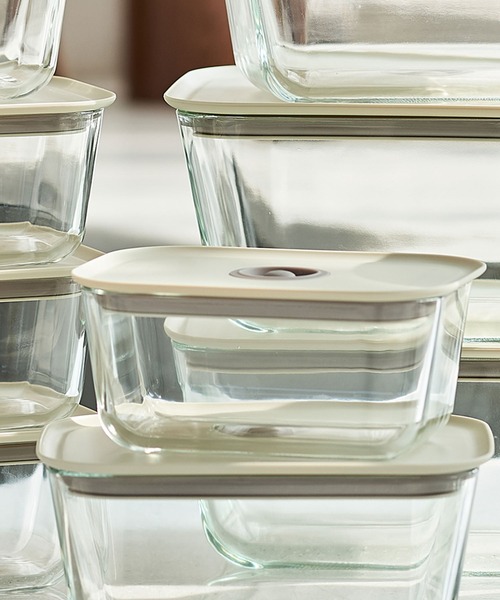 FIKA GLASS 耐熱ガラス製食品保存容器 四角タイプ 800ml単品（キッチン