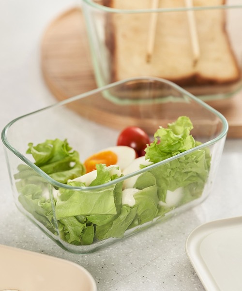 FIKA GLASS 耐熱ガラス製食品保存容器 四角タイプ 800ml単品