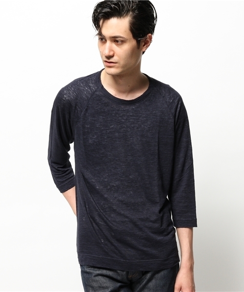 EDIFICE(エディフィス)の「◇リネンテンジクラグランC/N 7/S(Tシャツ/カットソー・メンズ・アイボリー/ネイビー/ブルー/マスタード/その他9・SMALL/LARGE/MEDIUM)」の2枚目の写真