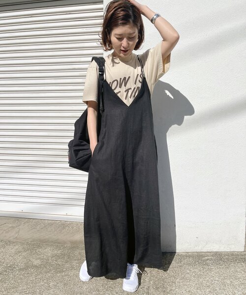 美品☆Spick & Span リネンキャミワンピース　ブラック　36 Spick & Span（スピックアンドスパン）の「リネンキャミワンピース