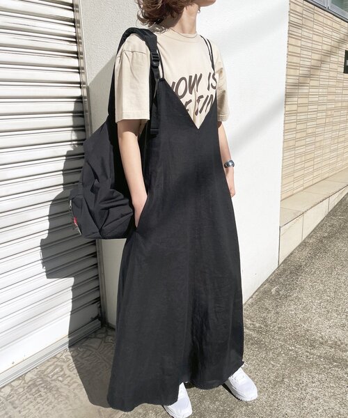 超美品　Spick & Span リネンキャミワンピース　ブラック Spick & Span（スピックアンドスパン）の「リネンキャミワンピース