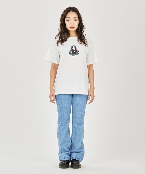 X-girl（エックスガール）の「X-girl × Peels FACE S/S TEE（Tシャツ/カットソー・レディース・ブラック/ホワイト・S/M/L/XL）」の3枚目の写真