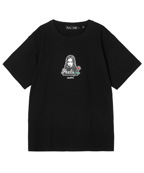 X-girl（エックスガール）の「X-girl × Peels FACE S/S TEE（Tシャツ/カットソー・レディース・ブラック/ホワイト・S/M/L/XL）」の7枚目の写真