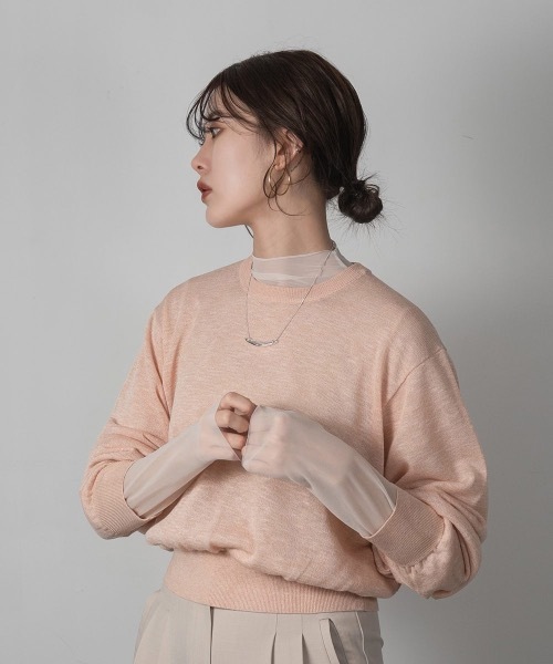 Amiur(エミレ)の「mix blend pullover(Tシャツ/カットソー・レディース・ベージュ/アイボリー/ピンク系その他・FREE)」の1枚目の写真