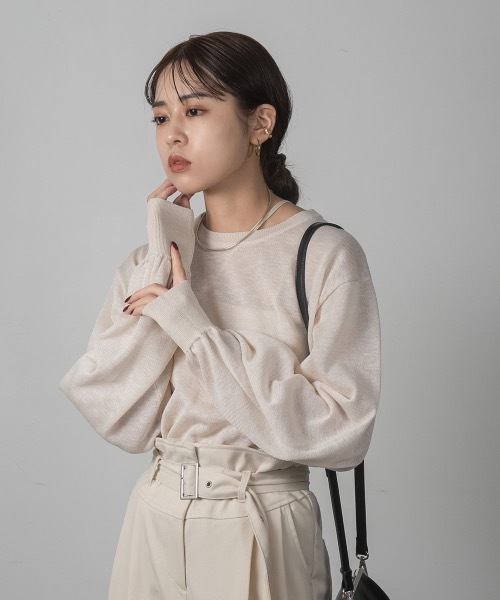 Amiur(エミレ)の「mix blend pullover(Tシャツ/カットソー・レディース・ベージュ/アイボリー/ピンク系その他・FREE)」の4枚目の写真