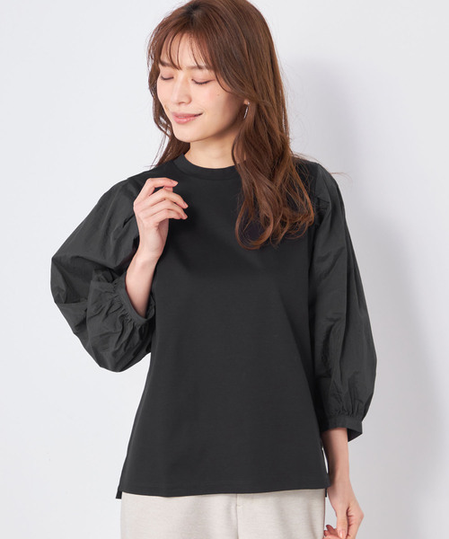 A/C DESIGN BY ALPHA CUBIC(エーシーデザインバイアルファキュービック)の「【接触冷感】ボリュームスリーブプルオーバー(Tシャツ/カットソー・レディース・ブラック/サックスブルー/オフホワイト・M/L)」の3枚目の写真