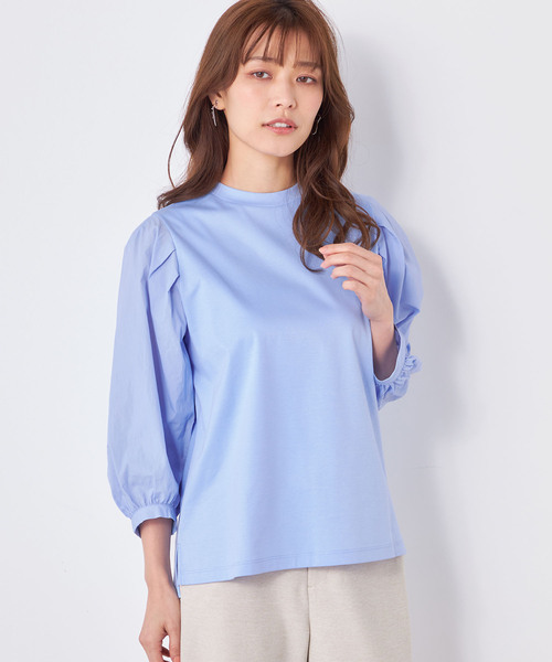 A/C DESIGN BY ALPHA CUBIC(エーシーデザインバイアルファキュービック)の「【接触冷感】ボリュームスリーブプルオーバー(Tシャツ/カットソー・レディース・ブラック/サックスブルー/オフホワイト・M/L)」の10枚目の写真
