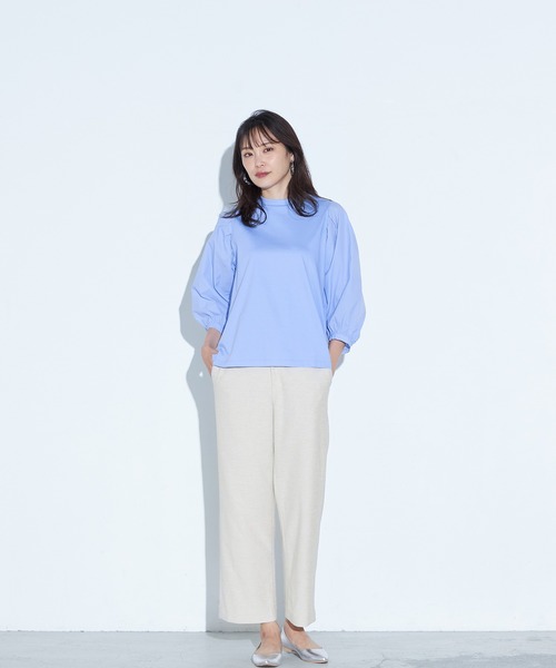 A/C DESIGN BY ALPHA CUBIC(エーシーデザインバイアルファキュービック)の「【接触冷感】ボリュームスリーブプルオーバー(Tシャツ/カットソー・レディース・ブラック/サックスブルー/オフホワイト・M/L)」の6枚目の写真