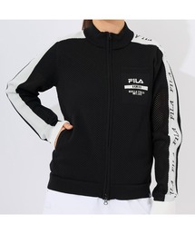 FILA GOLF/フィラゴルフ ゴルフウェア 軽量 ニット メッシュ 配色 ライン フルジップ 長袖 ブルゾン ジャンパー