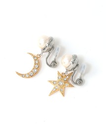 ADER / MOON STAR bi color pearl earing(ムーンスターモチーフバイカラーイヤリング)