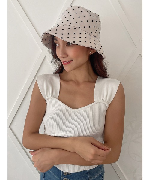 DURAS（デュラス）の「ドット柄チュールバケットハット（ハット・レディース・ブラック/ホワイト・FREE）」の3枚目の写真