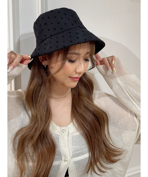 DURAS（デュラス）の「ドット柄チュールバケットハット（ハット・レディース・ブラック/ホワイト・FREE）」の8枚目の写真