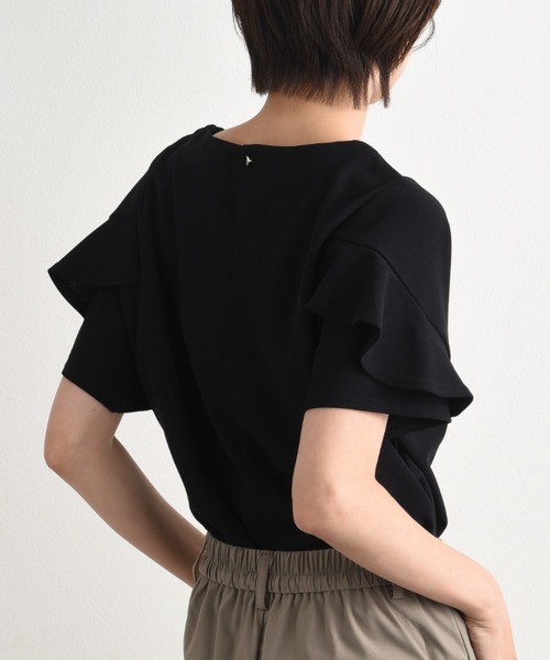 INTERPLANET(インタープラネット)の「カットジョーゼット袖フリルプルオーバー(Tシャツ/カットソー・レディース・アイボリー/ライトグレー/ネイビー・FREE)」の3枚目の写真