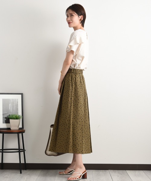 INTERPLANET(インタープラネット)の「カットジョーゼット袖フリルプルオーバー(Tシャツ/カットソー・レディース・アイボリー/ライトグレー/ネイビー・FREE)」の5枚目の写真