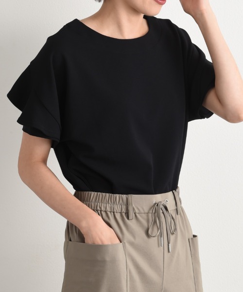 INTERPLANET(インタープラネット)の「カットジョーゼット袖フリルプルオーバー(Tシャツ/カットソー・レディース・アイボリー/ライトグレー/ネイビー・FREE)」の8枚目の写真