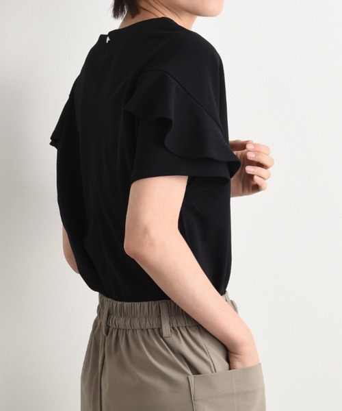 INTERPLANET(インタープラネット)の「カットジョーゼット袖フリルプルオーバー(Tシャツ/カットソー・レディース・アイボリー/ライトグレー/ネイビー・FREE)」の9枚目の写真