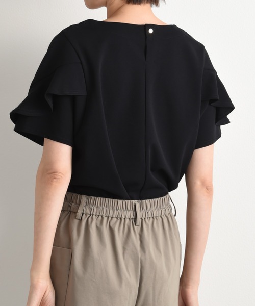 INTERPLANET(インタープラネット)の「カットジョーゼット袖フリルプルオーバー(Tシャツ/カットソー・レディース・アイボリー/ライトグレー/ネイビー・FREE)」の11枚目の写真