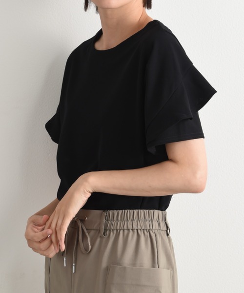 INTERPLANET(インタープラネット)の「カットジョーゼット袖フリルプルオーバー(Tシャツ/カットソー・レディース・アイボリー/ライトグレー/ネイビー・FREE)」の12枚目の写真