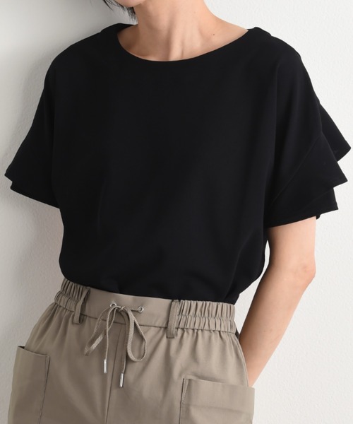 INTERPLANET(インタープラネット)の「カットジョーゼット袖フリルプルオーバー(Tシャツ/カットソー・レディース・アイボリー/ライトグレー/ネイビー・FREE)」の13枚目の写真