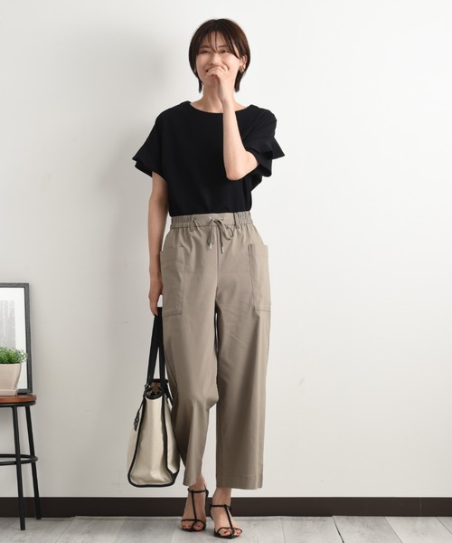 INTERPLANET(インタープラネット)の「カットジョーゼット袖フリルプルオーバー(Tシャツ/カットソー・レディース・アイボリー/ライトグレー/ネイビー・FREE)」の14枚目の写真