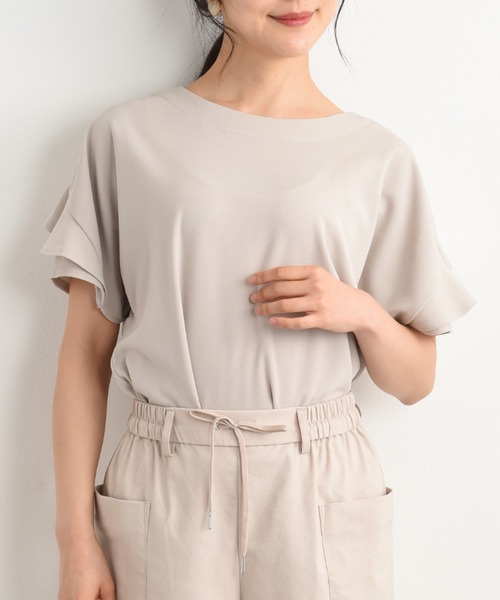 INTERPLANET(インタープラネット)の「カットジョーゼット袖フリルプルオーバー(Tシャツ/カットソー・レディース・アイボリー/ライトグレー/ネイビー・FREE)」の21枚目の写真