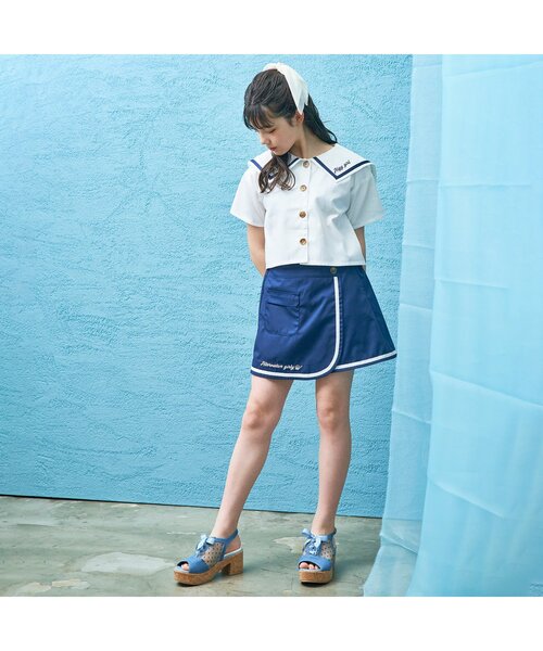 algy（アルジー）の「セーラーブラウス（シャツ/ブラウス・キッズ・ベージュ/オフホワイト/チェック・X-SMALL/MEDIUM/SMALL/XX-SMALL/XXX-SMALL）」の4枚目の写真