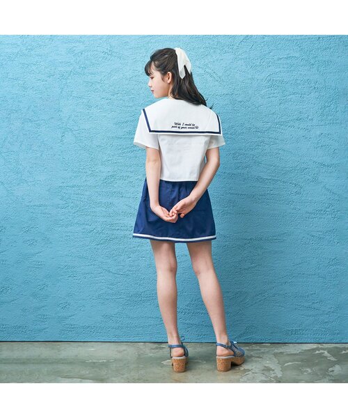 algy（アルジー）の「セーラーブラウス（シャツ/ブラウス・キッズ・ベージュ/オフホワイト/チェック・X-SMALL/MEDIUM/SMALL/XX-SMALL/XXX-SMALL）」の5枚目の写真