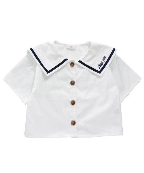 algy（アルジー）の「セーラーブラウス（シャツ/ブラウス・キッズ・ベージュ/オフホワイト/チェック・X-SMALL/MEDIUM/SMALL/XX-SMALL/XXX-SMALL）」の6枚目の写真