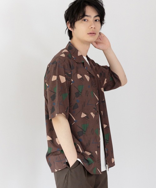 CAHLUMNM CAYLUN ダークブラウン 半袖ワークシャツ GLOBAL WORK（グローバルワーク）の「サラサマ快適シャツ/半袖