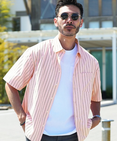 jiggys shop(ジギーズショップ)の「イージーケアリラックスシルエットストライプ半袖シャツ(シャツ/ブラウス・メンズ・ピンク/ブルー/グレー・MEDIUM/LARGE)」の3枚目の写真