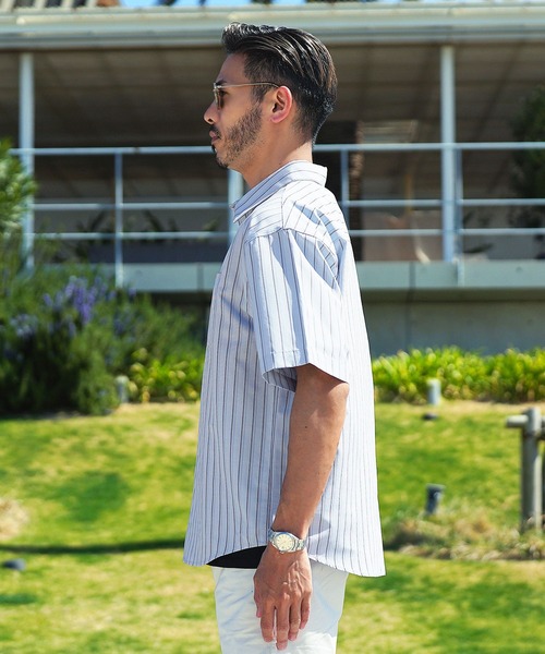 jiggys shop(ジギーズショップ)の「イージーケアリラックスシルエットストライプ半袖シャツ(シャツ/ブラウス・メンズ・ピンク/ブルー/グレー・MEDIUM/LARGE)」の7枚目の写真