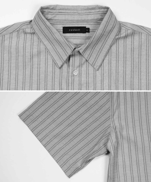 jiggys shop(ジギーズショップ)の「イージーケアリラックスシルエットストライプ半袖シャツ(シャツ/ブラウス・メンズ・ピンク/ブルー/グレー・MEDIUM/LARGE)」の9枚目の写真