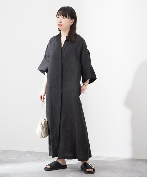 【☆美品☆】ジャーナルスタンダードレサージュ★リネンスタンドカラーワンピース journal standard L'essage（ジャーナルスタンダードレサージュ
