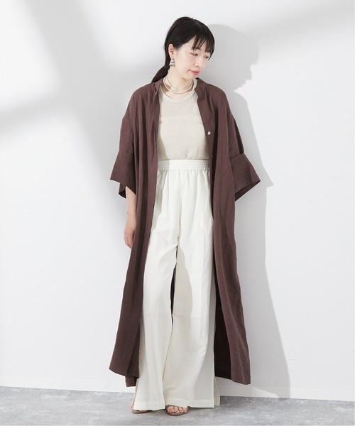journal standard L'essage(ジャーナルスタンダードレサージュ)の「《追加2》60リネン スタンドカラーワンピース(ワンピース・レディース・ブラウン/ブルー系その他/ブラック・FREE)」の10枚目の写真